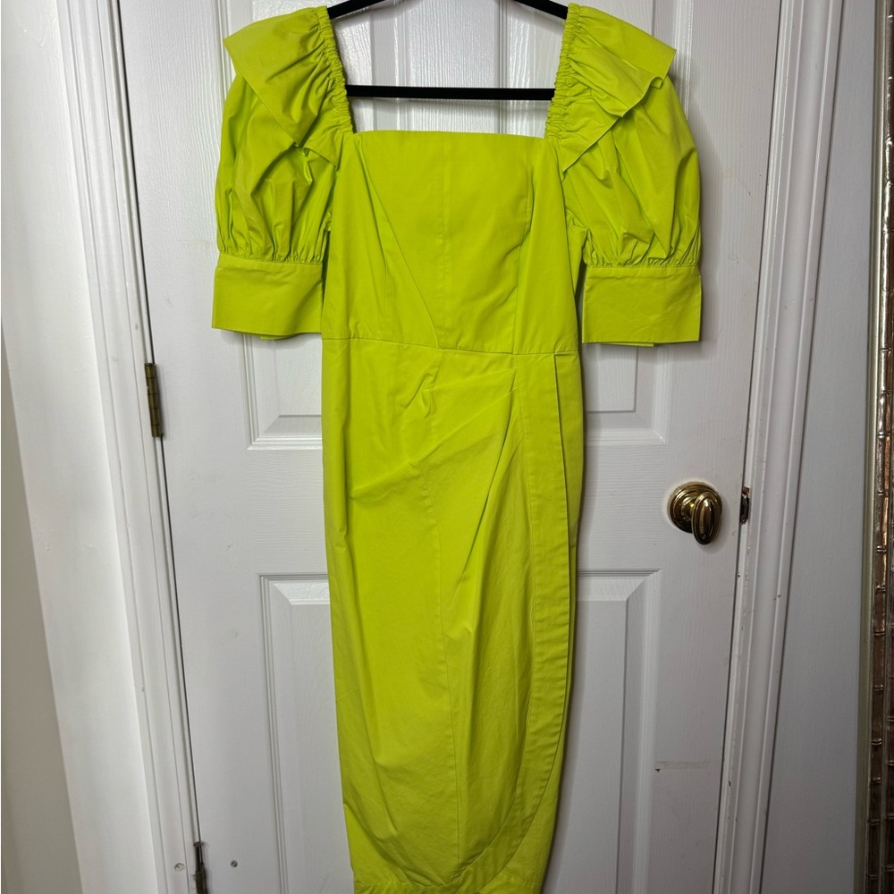 Christopher John Rogers Bright Green Long Sleeve Dress